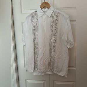 Elegant White Embroidered Men's Shirt
